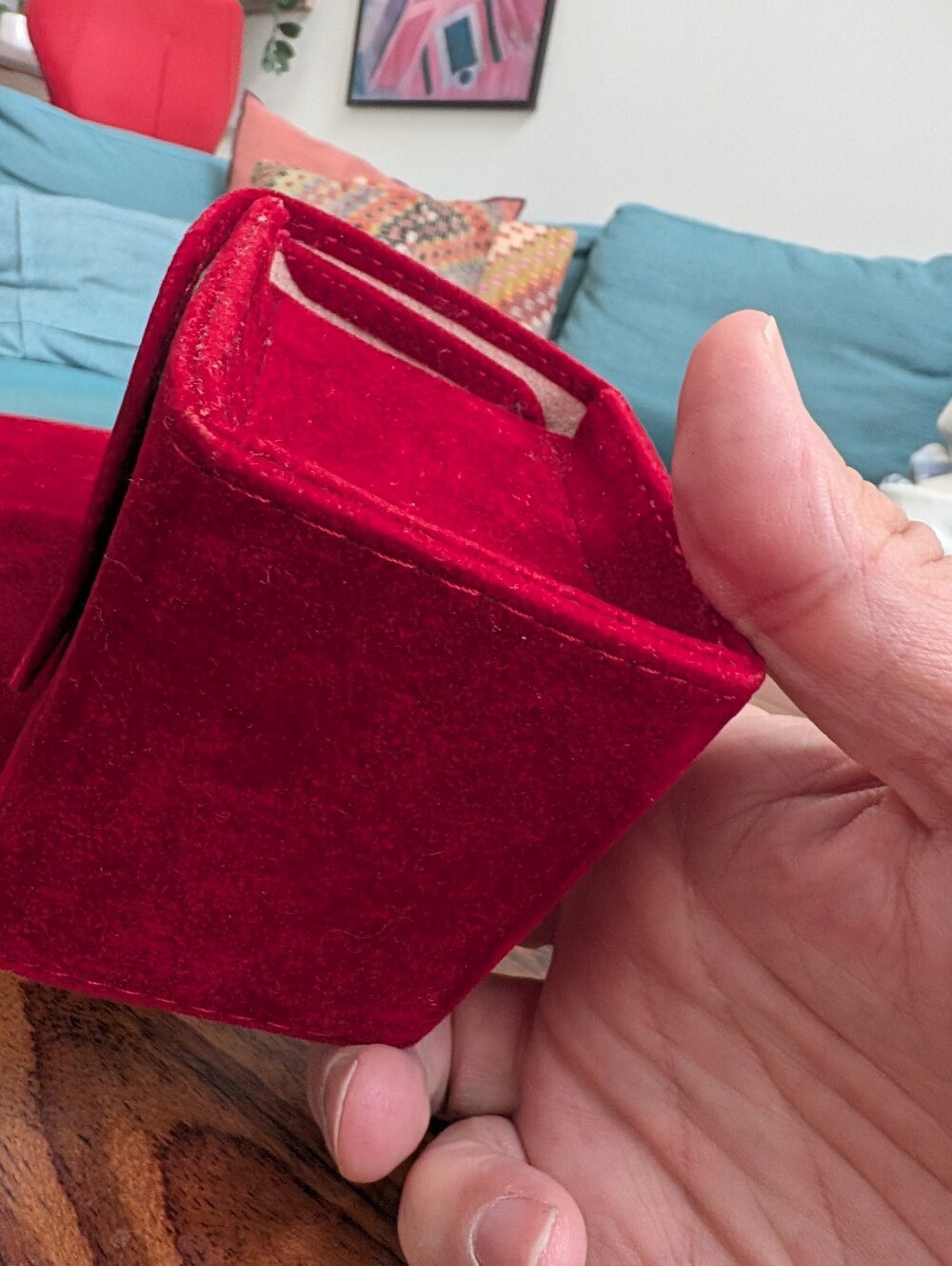 Authentic Cartier Red Velvet Travel Jewelry Pouch Case Duo - Picture 4 of 8